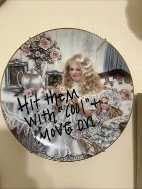 Decorative Round Wall Plate in Cream and Pink by